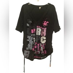 Beverly Hills Polo Club Black and Pink Short Sleeve Tee